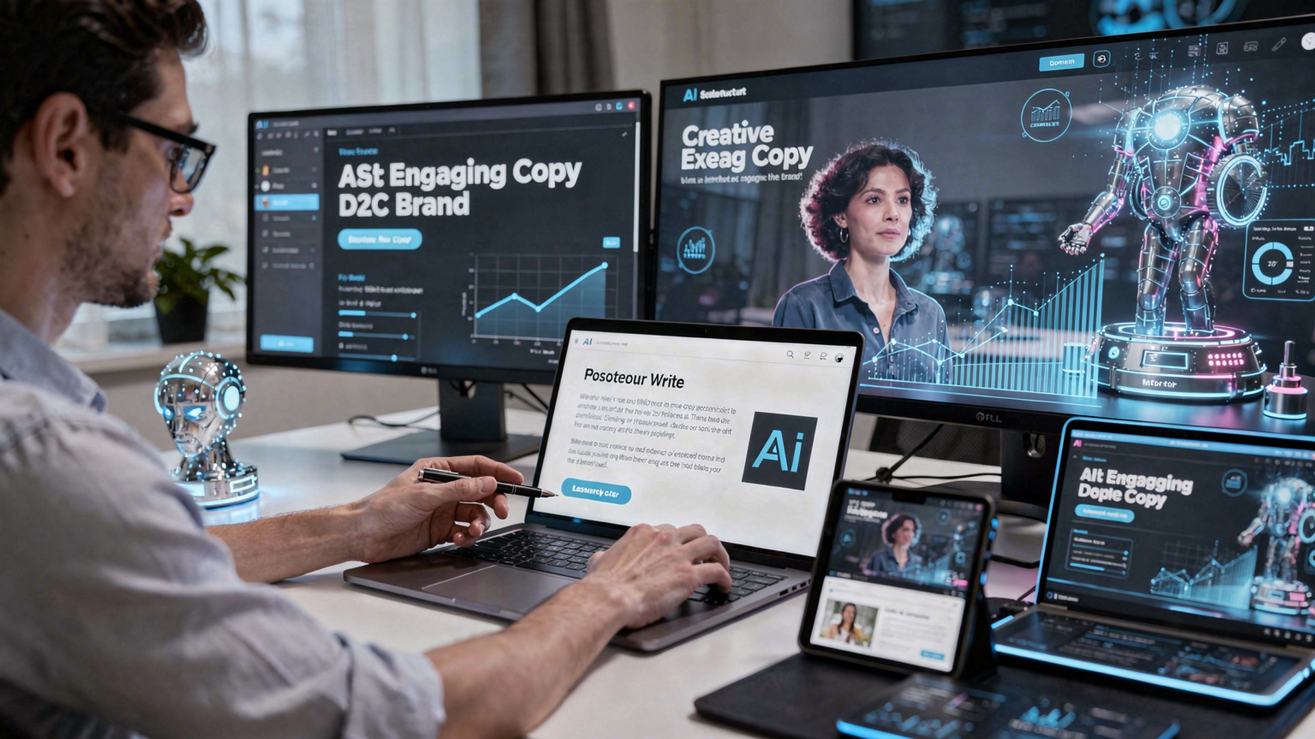 5 AI Copywriting Tips to Help D2C Brands Write Irresistible Content illustration