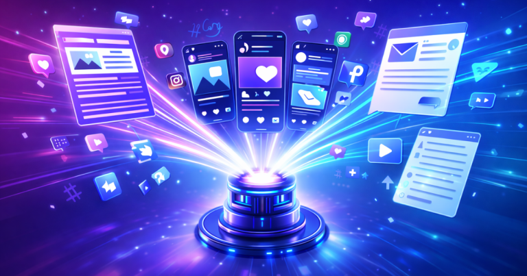 D2C content generator creating multiple content formats including blogs, social media, and email campaigns