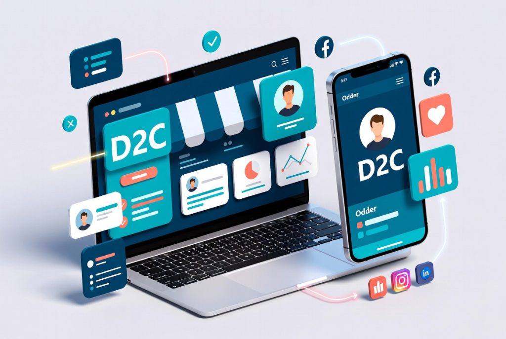 D2C business model where brands sell directly to consumers through digital platforms.