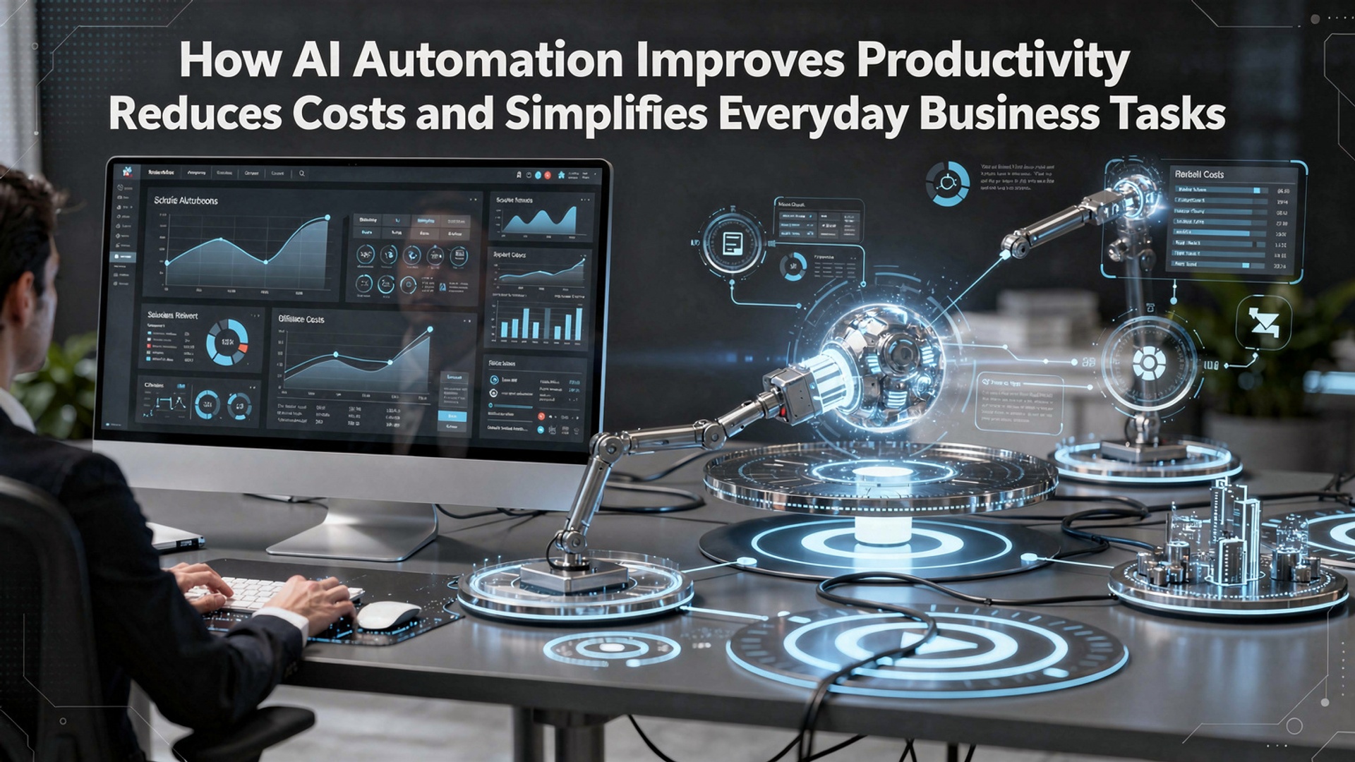 How AI Automation Improves Productivity Reduces Costs and Simplifies Everyday Business Tasks illustration
