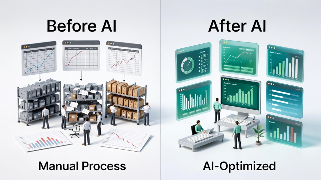 AI-powered product optimization dashboard for D2C e-commerce showing analytics and machine learning algorithms
