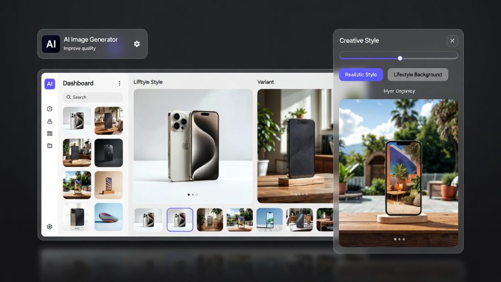 AI ecommerce conversion optimization dashboard showing metrics like heatmaps, A/B test results, and real-time performance trends.