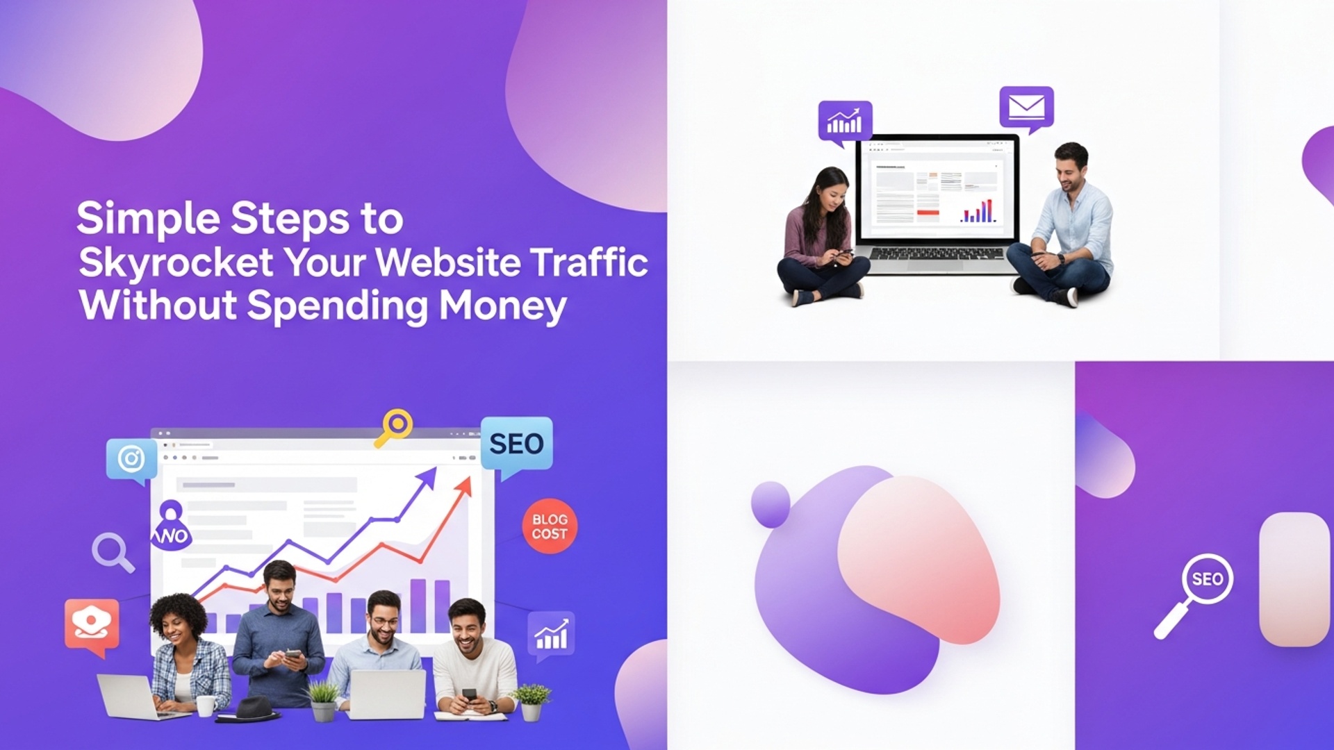 Simple Steps to Skyrocket Your Website Traffic Without Spending Money illustration