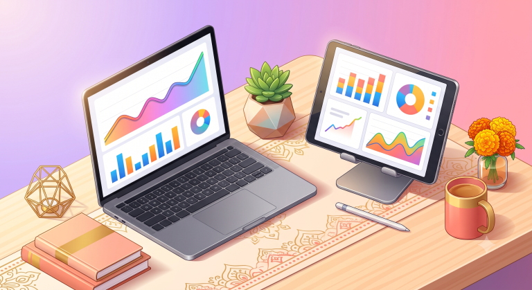 Shopify app for instant bulk product descriptions shown generating copy for multiple SKUs on a laptop screen